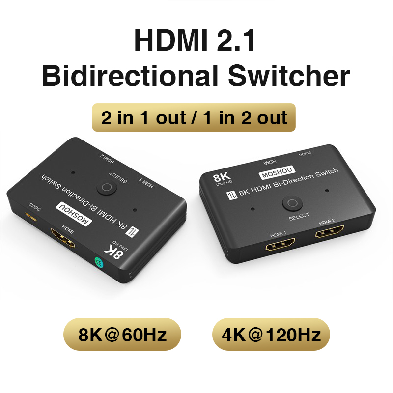 Moshou  ó HDMI 2.1 ȣȯ 2 in 1 Out l ʰ 48Gbps 8K @ 60Hz 4K @ 120Hz HDTV  ġ 